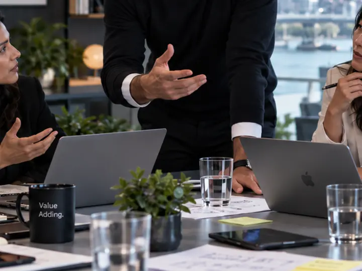 Overleg aan tafel bij Value Adding